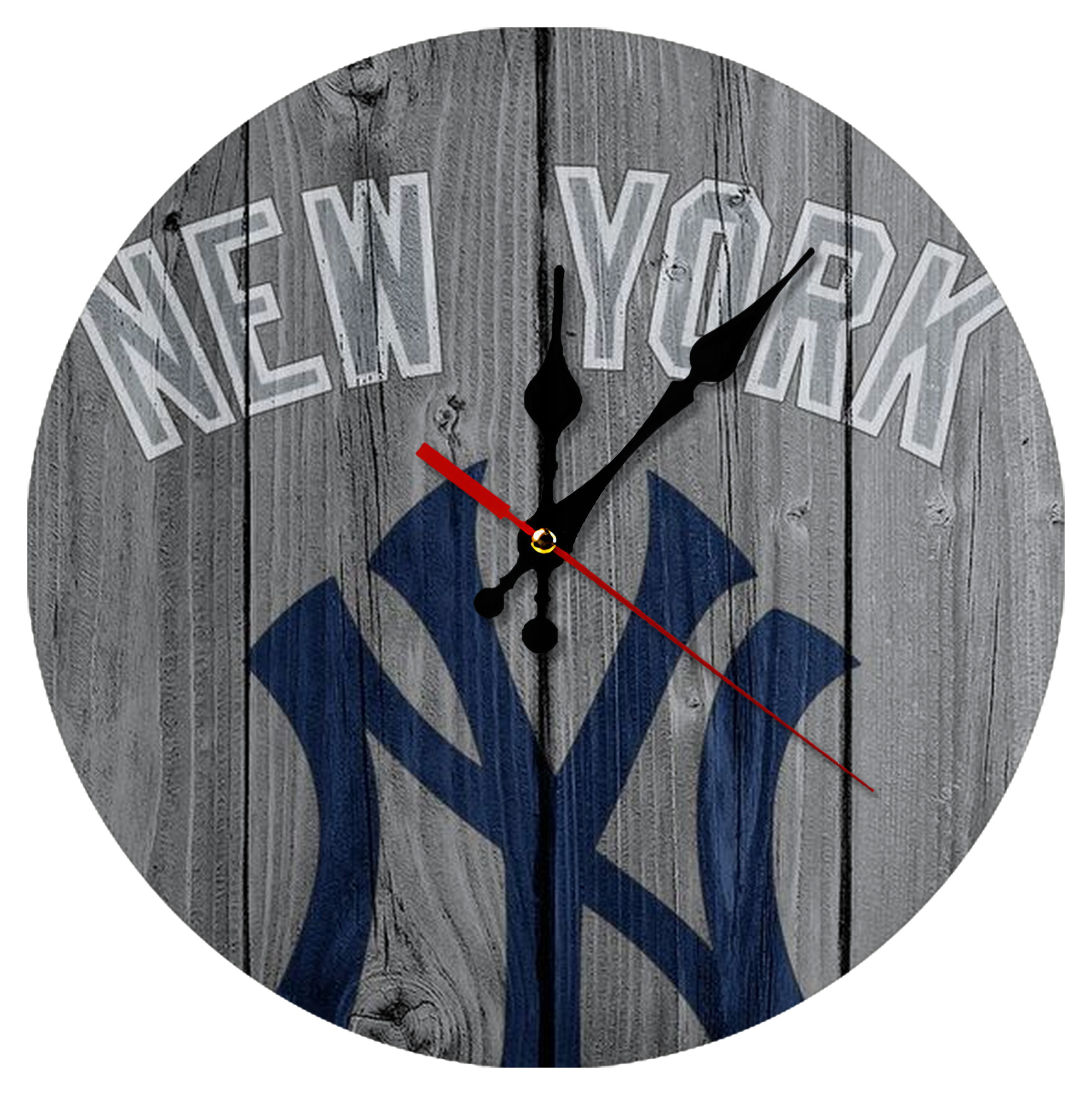 New York Yankees 204 Silent Round Wall Clock – Modern & Stylish DIY Design, Durable Wood Construction, Easy To Install – Perfect For Office, Bedroom, Living Room, And More